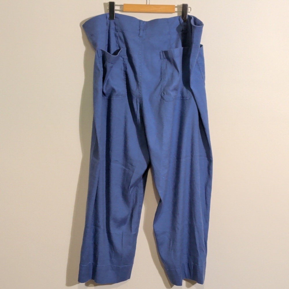 MAEVE ANTHROPOLOGIE the colette crop pant linen blend in blue - size 22W - Picture 8 of 11